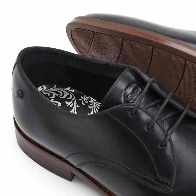 Men's Black Leather Kennedy Penny Loafers | Base London Black